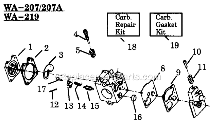 Page A Diagram and Parts List for GTI15  Weed Eater Trimmer